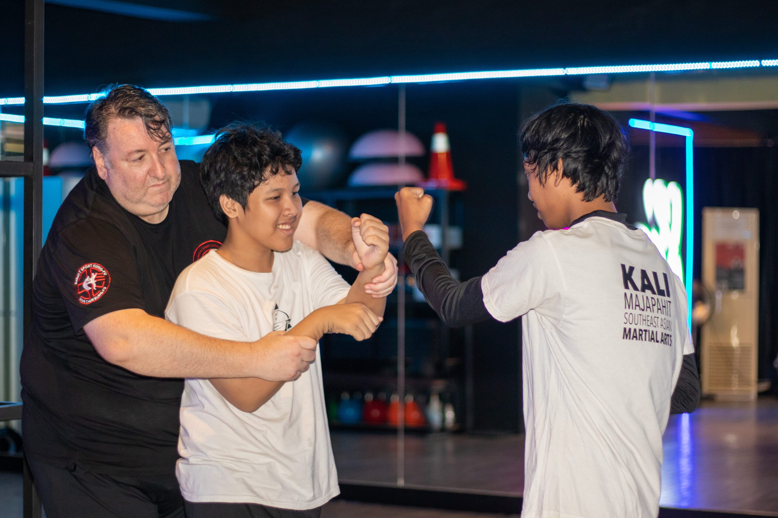 Sifu Maurice teaching kids at a martial arts workshop in Jakarta